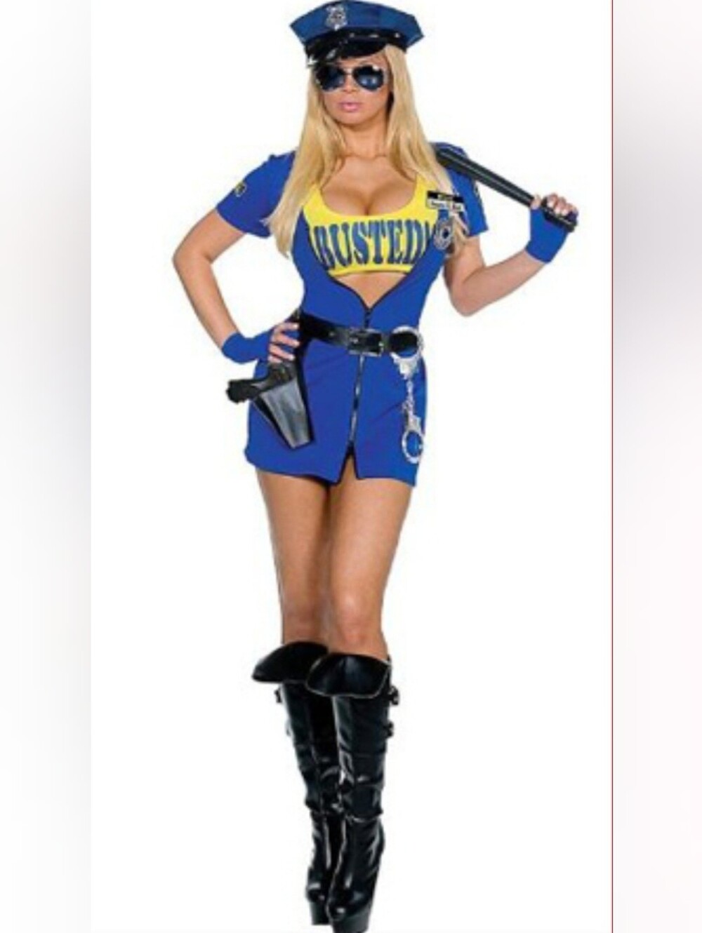 NWT Dreamgirl Blue & Yellow Police Busted Costume Sz M